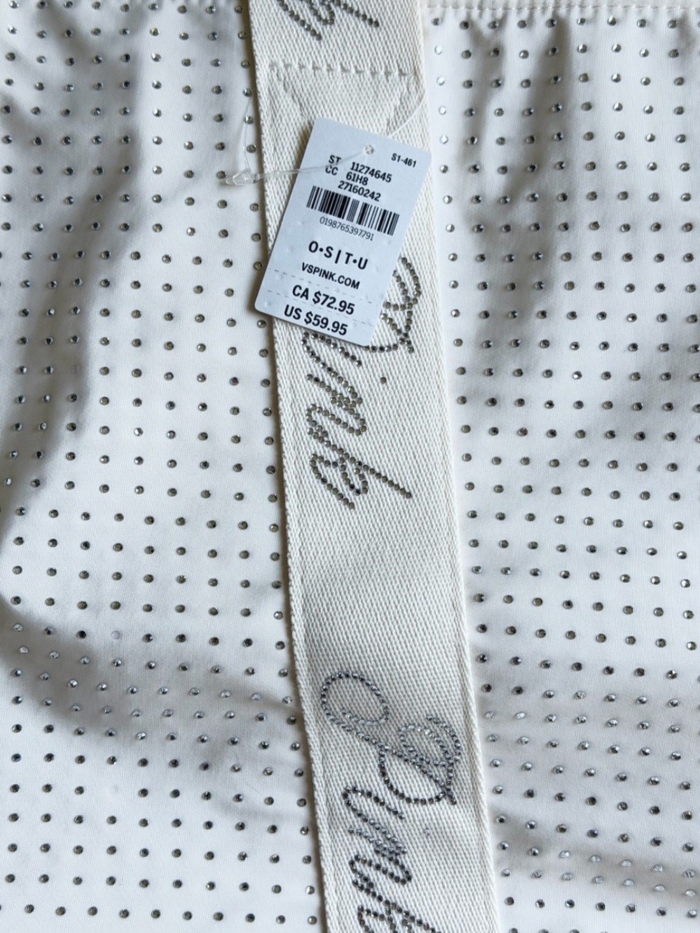 PINK Victoria's Secret Cream and Silver Sparkle Bling Tote